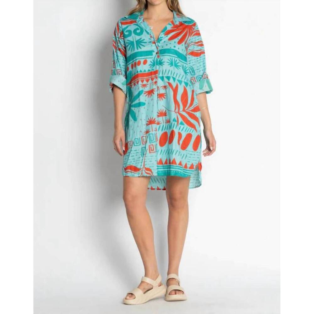 NEW LULA SOUL godiva shirtmaker dress in lagoon